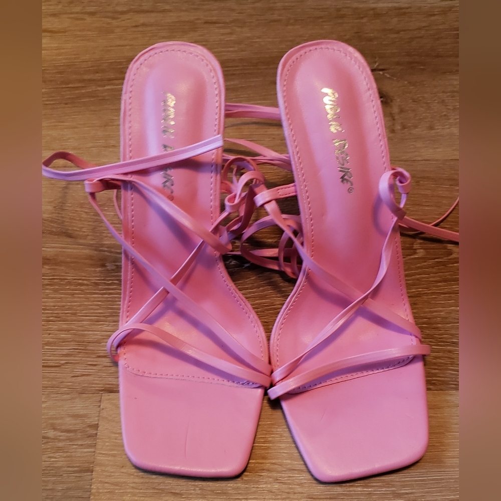 PUBLIC DESIRE Strappy pink Unicorn horn shoes SZ 8